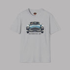 Sport gray t-shirt with a vintage car graphic and 'Healey Automotive Art' text on a gray background
