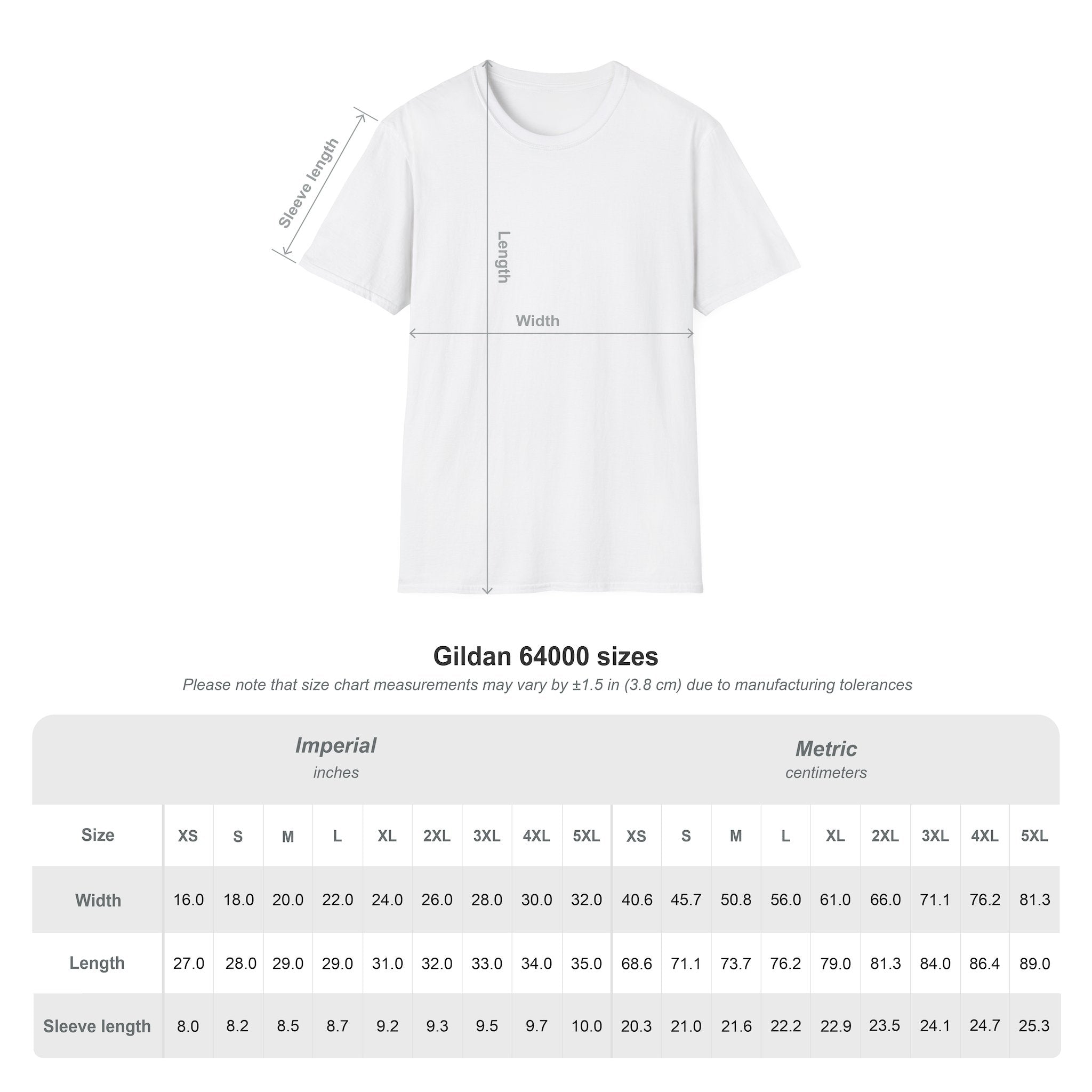 bmp-sizechart-tshirt for Nature Outdoors Theme